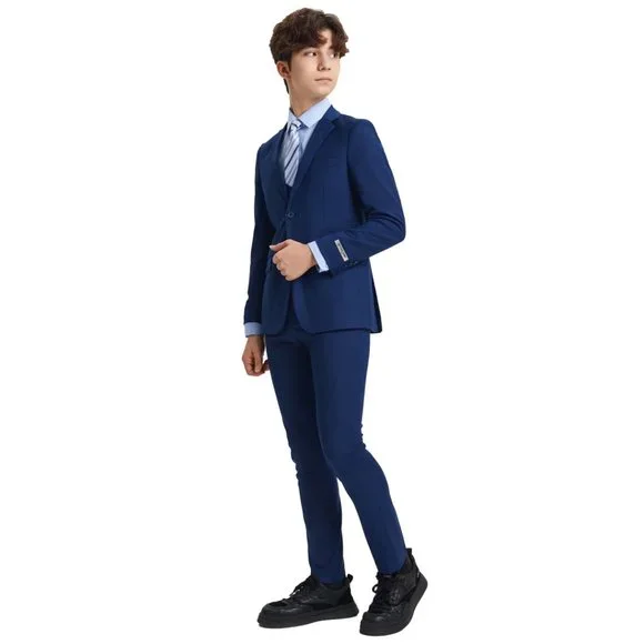 EXCLUSIVE Stacy Adams 5pc Boys Suit Slim-Fit, Indigo - Picture 4 of 5